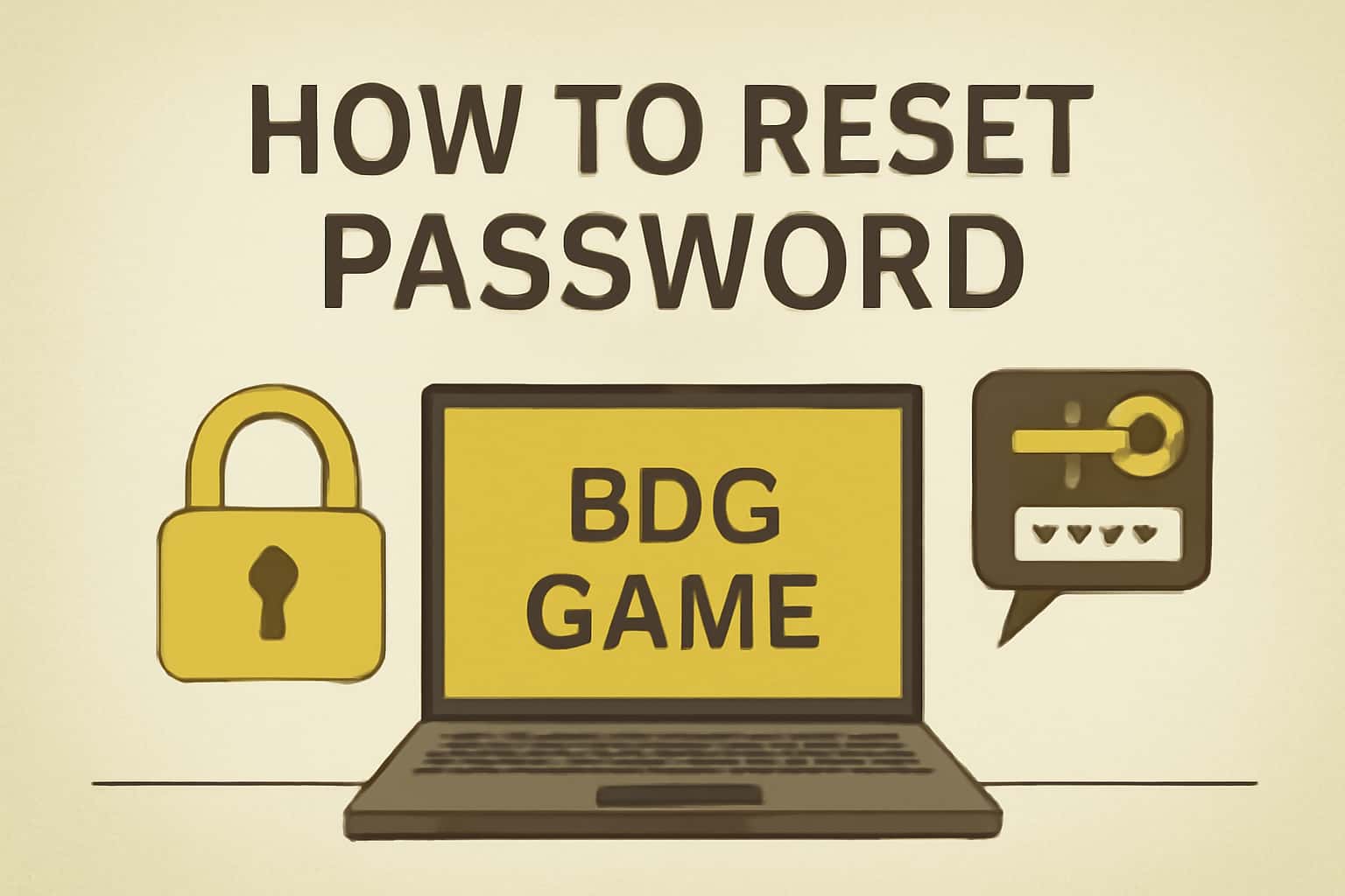 An informative graphic illustrating the process of resetting a BDG Game password with a neutral theme.