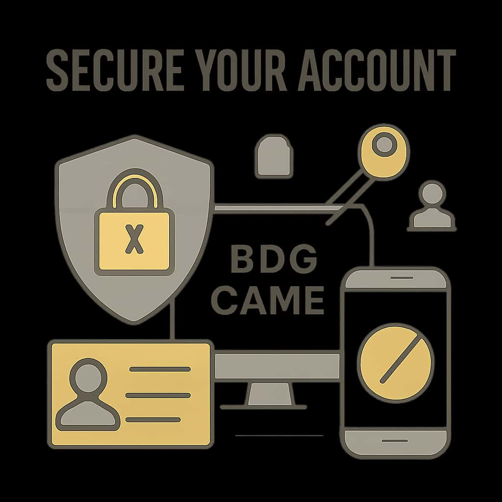 An educational diagram illustrating best practices for BDG Game account security.